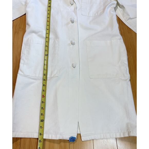 Lot Of 3 White TAFFORD Sz 8 Lab Coats 4 Front Buttons 3 Pockets Button Back Tie - Picture 3 of 9